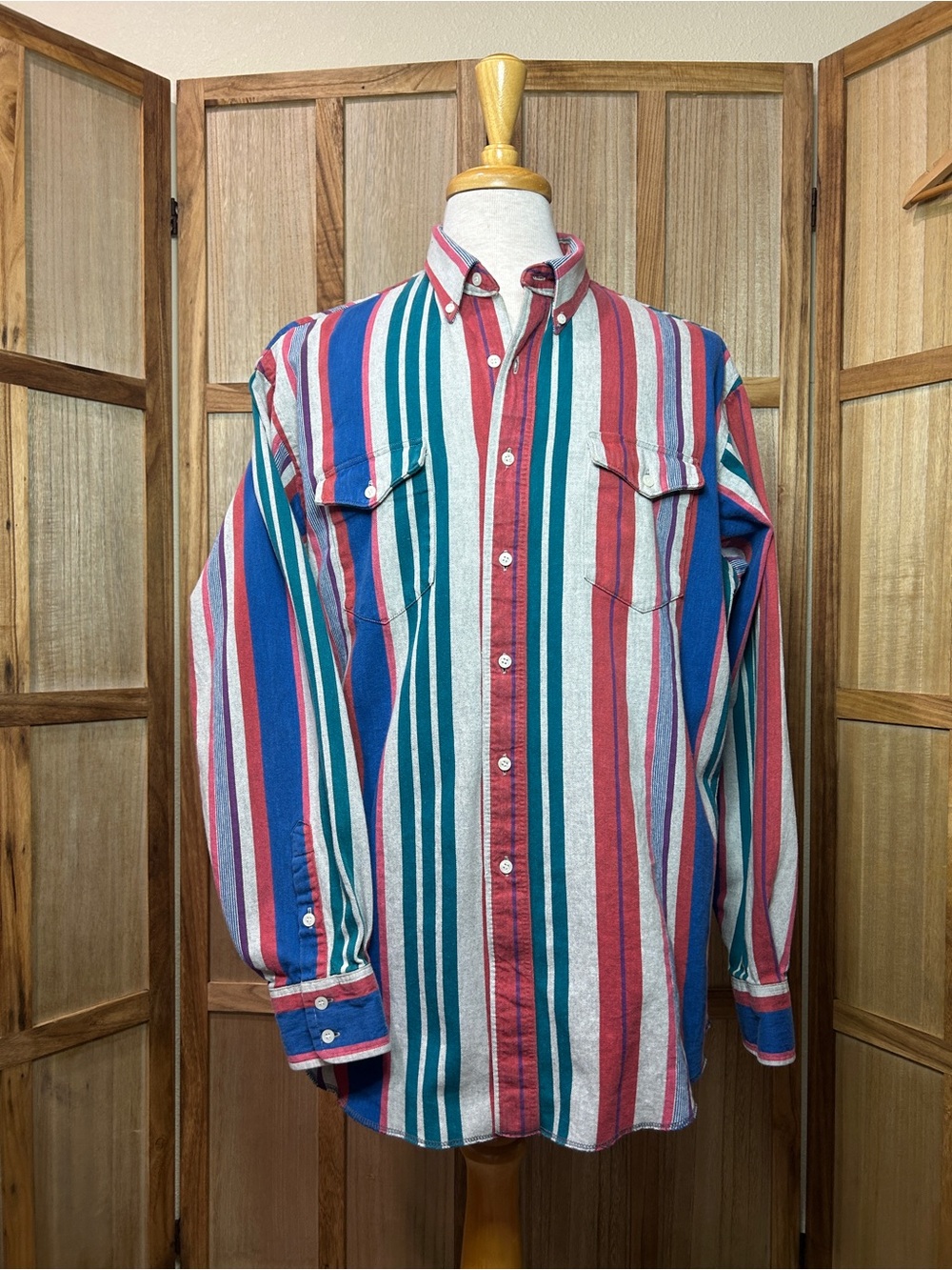 Wrangler Men's 2XL Vintage Western Striped Button Up Shirt